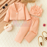 girls 3PCS Coat + Floral Top + Blazer