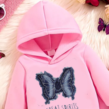 Embroidered Butterfly Fleece 2 Pcs Suit