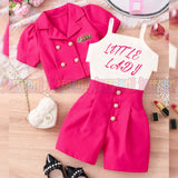 Girl Elegant And Graceful 3-Piece Set: Vest, Jacket And Shorts