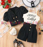 Girl Elegant And Graceful 3-Piece Set: Vest, Jacket And Shorts