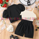 Girl Elegant And Graceful 3-Piece Set: Vest, Jacket And Shorts