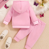 Embroidered Butterfly Fleece 2 Pcs Suit