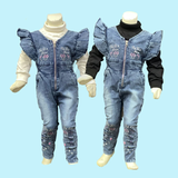 Girls jeans Romper with high neck