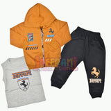 Boys 3 Pcs Suit high qaulity hoddies Style zip