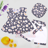 Turkey Sets 3D Crown Baby High Quality Cotton Frock with Cap