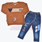 Boys 2 PCs Super High Quality Denim Strip lines