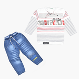 Boys 2 Pcs Suit High Quality Rock style Jeans pant