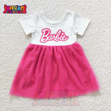 Barbie Toddler/Kid Girl Frock Letter Print belt barbie Style