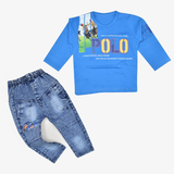 Boys 2pc Suit Polo game shirt and Jeans pant