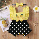 Infant Yellow Pineapple Printed Ruffle Detail Bodysuit