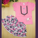 Girls Scart Embroidery Pink