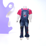 Girls Jeans Heart Romper