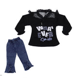 Girls 2 PCS Suit Jeans And Denim With Shirt